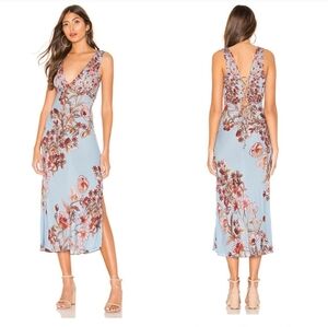 NWT Free People Never Too Late Chambray Combo V-Neck Maxi Sundress S And XS